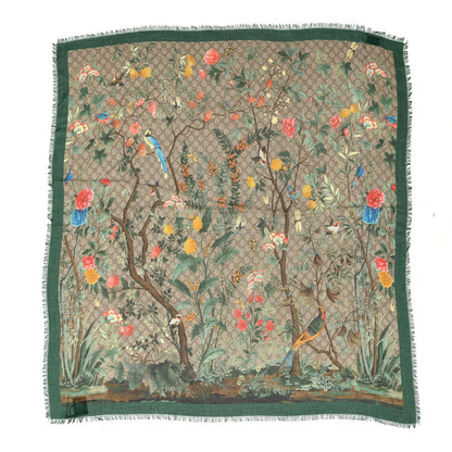 Gucci Modal Silk GG Monogram GG Tian Shawl Scarfl Green Dark Green 1 of 5