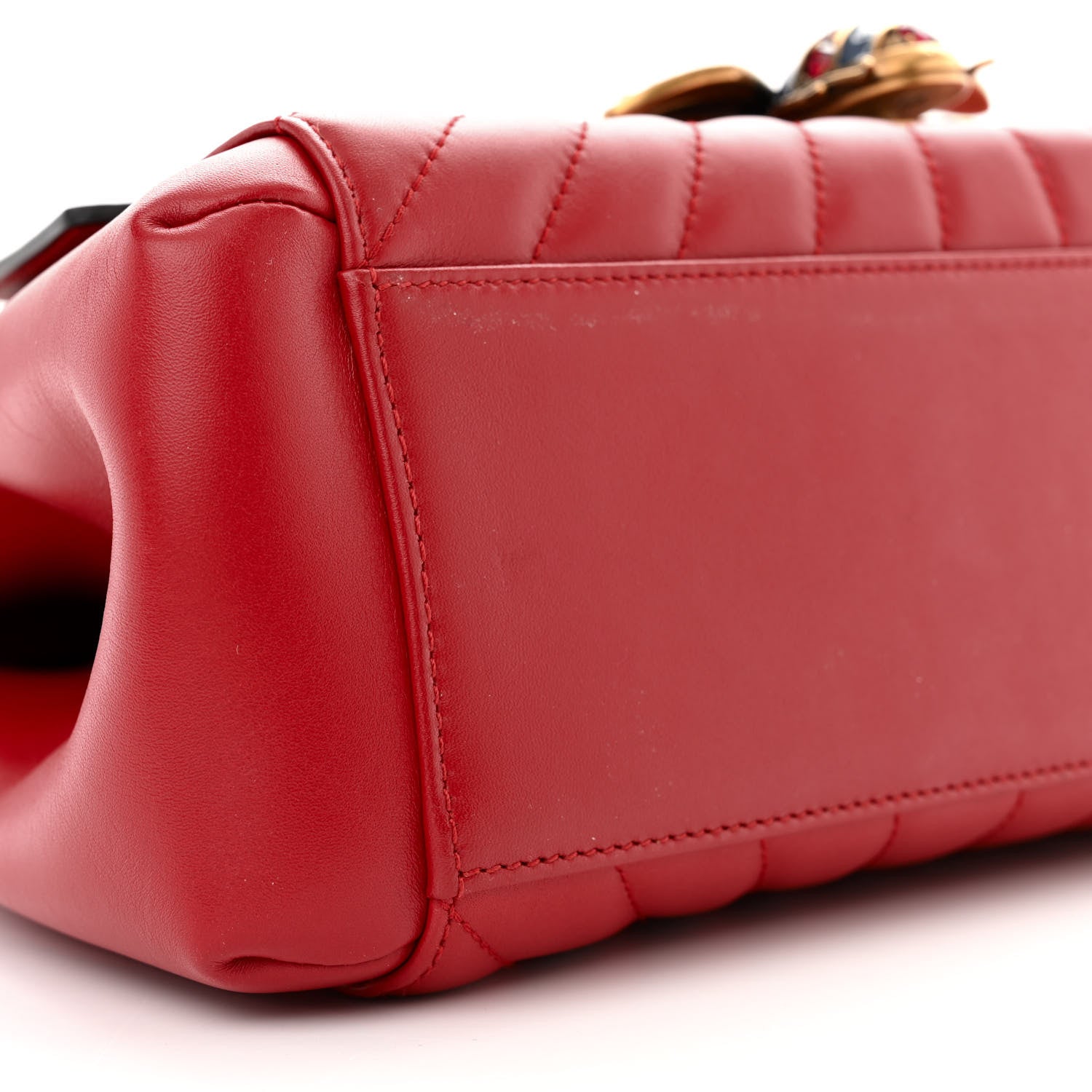 Gucci Calfskin Bamboo Trapuntata Queen Margaret Top Handle Bag Hibiscus Red 9 of 12