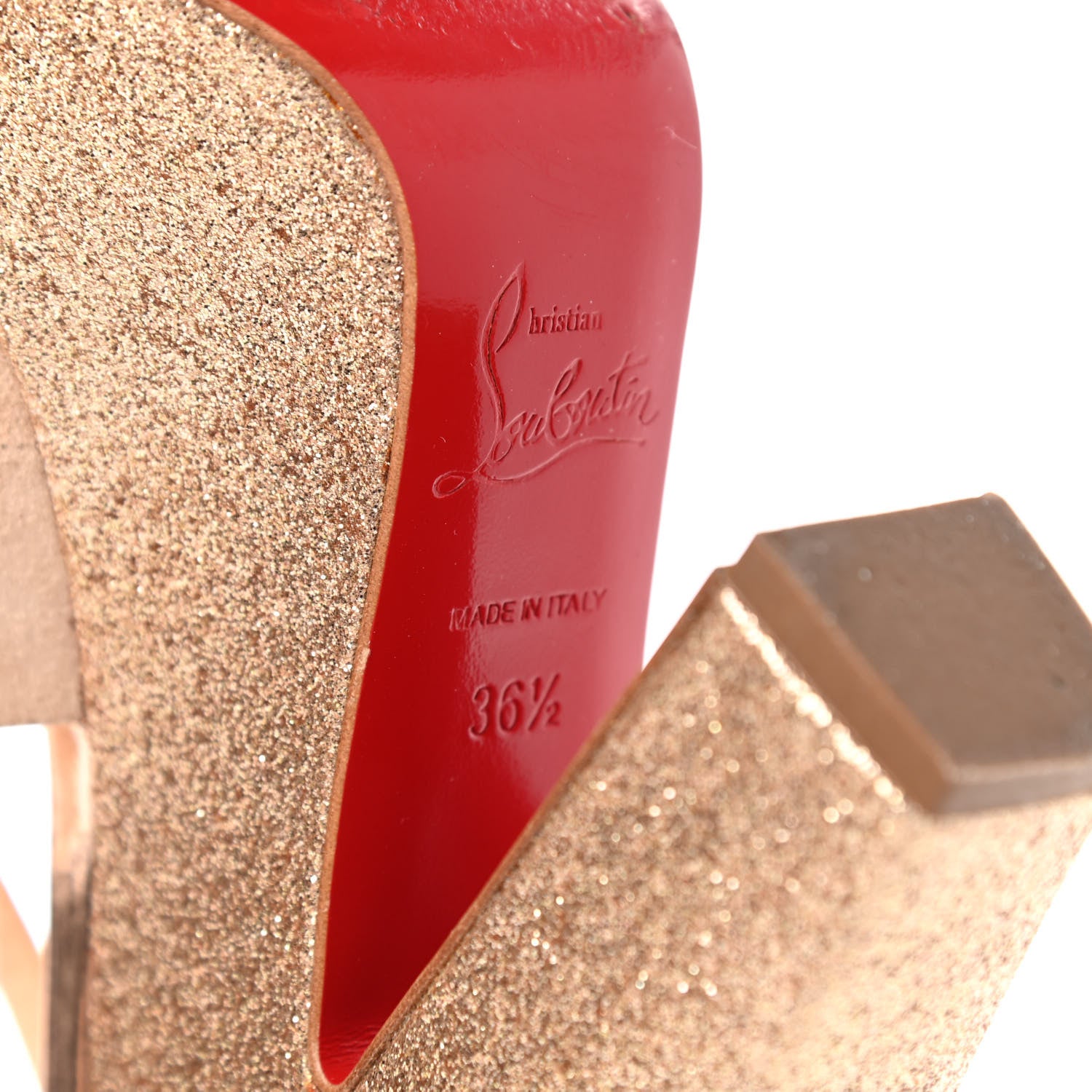 Christian Louboutin Suede Glitter Mini Martel 140 Pumps 36.5 Nude 6 of 10