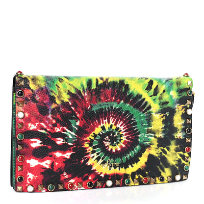 Valentino Garavani Pebbled Calfskin Tie Dye Rockstud Rolling Wristlet Clutch Multicolor 3 of 10