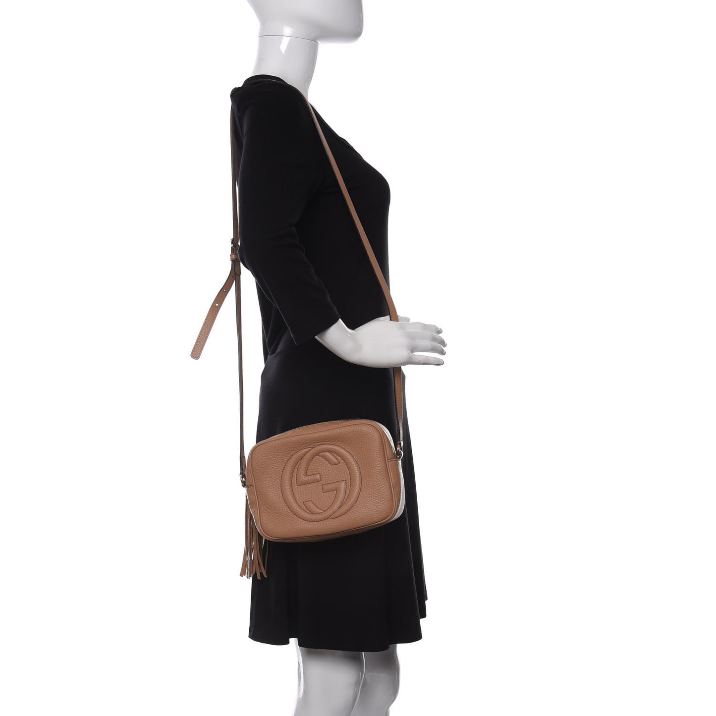 Pebbled Calfskin Small Soho Disco Bag Rose Beige