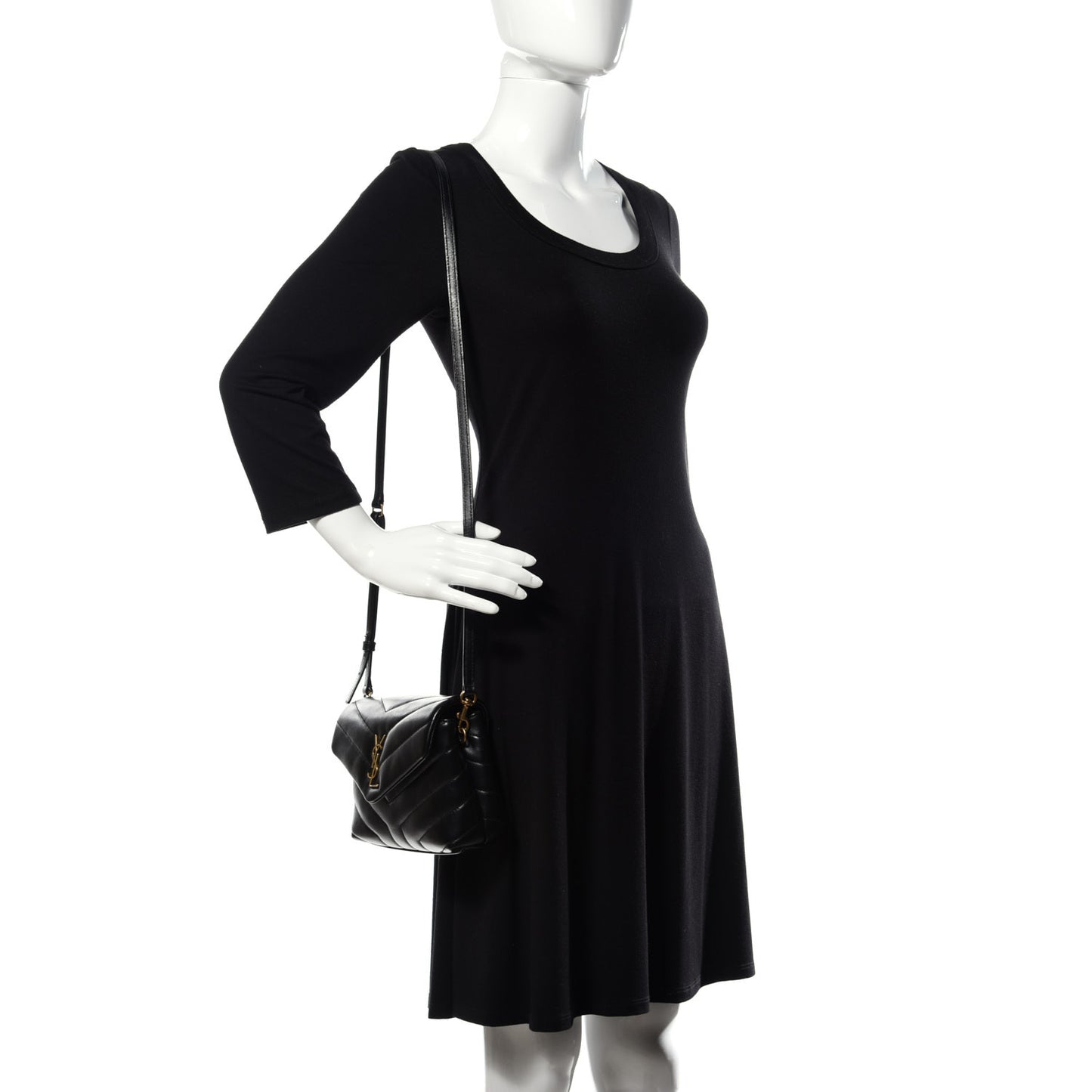 Calfskin Y Quilted Monogram Toy Loulou Crossbody Bag Black