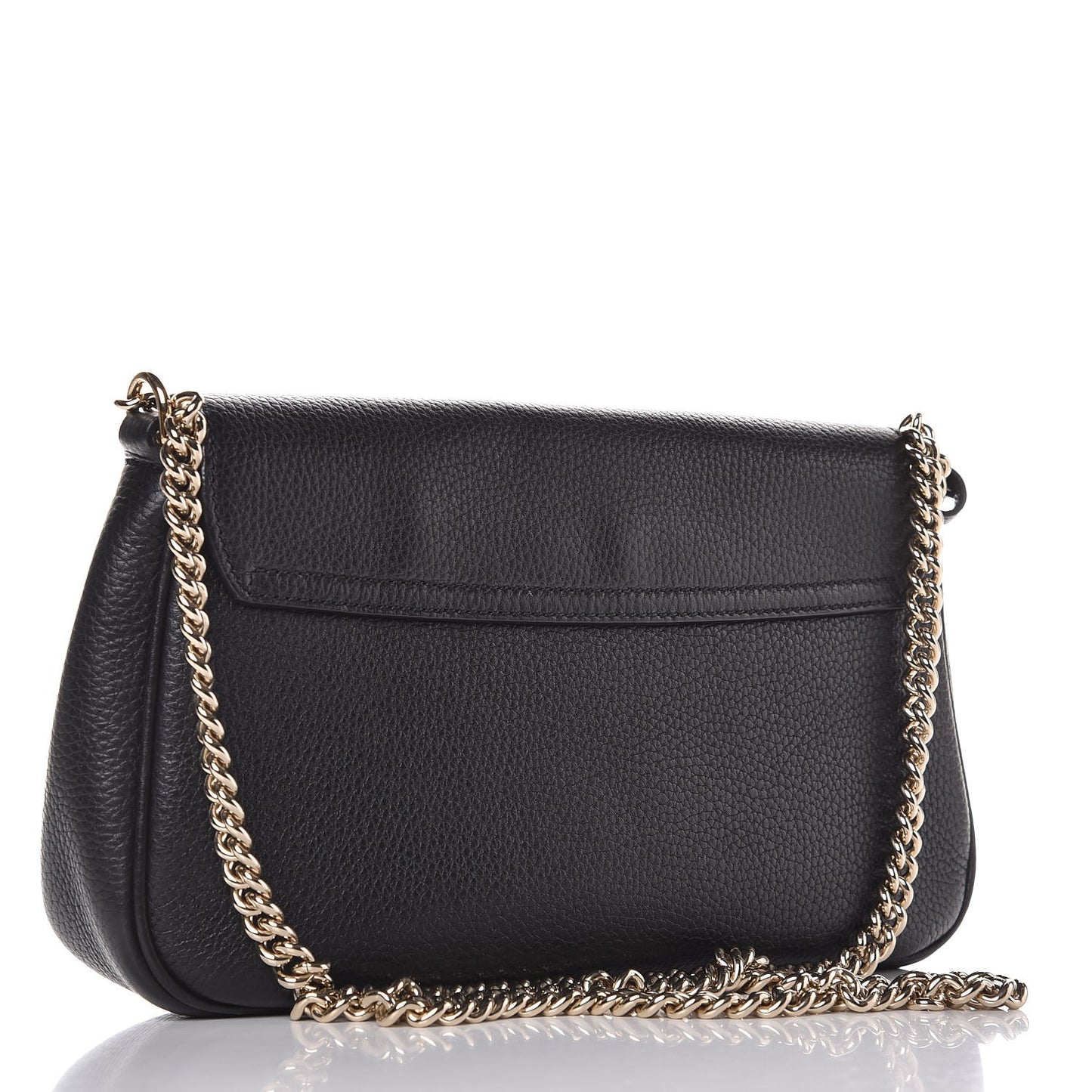 Pebbled Calfskin Medium Soho Flap Crossbody Black
