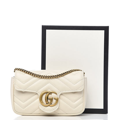Gucci Calfskin Matelasse Super Mini GG Marmont Shoulder Bag White 12 of 12