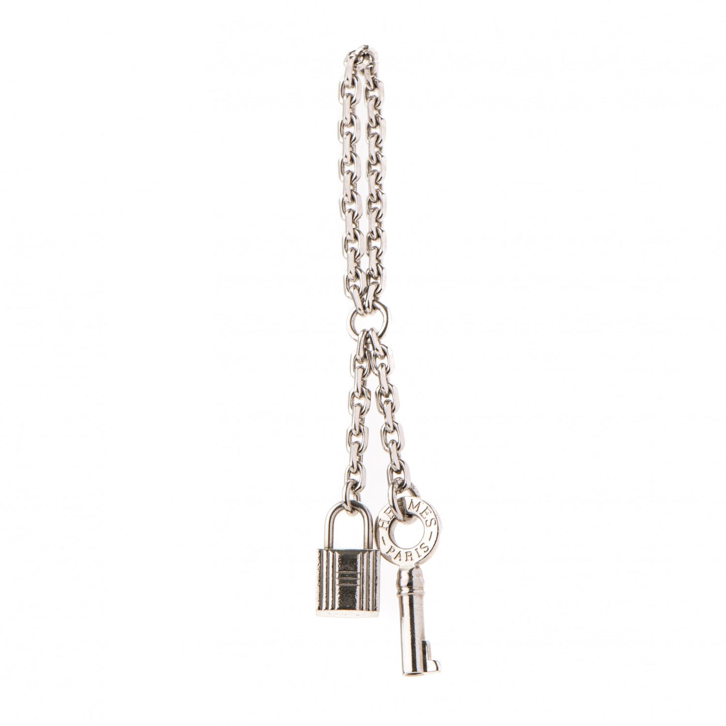 Sterling Silver Cadena Lock and Key Chain Bag Charm