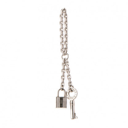 Hermes Sterling Silver Cadena Lock and Key Chain Bag Charm 1 of 5