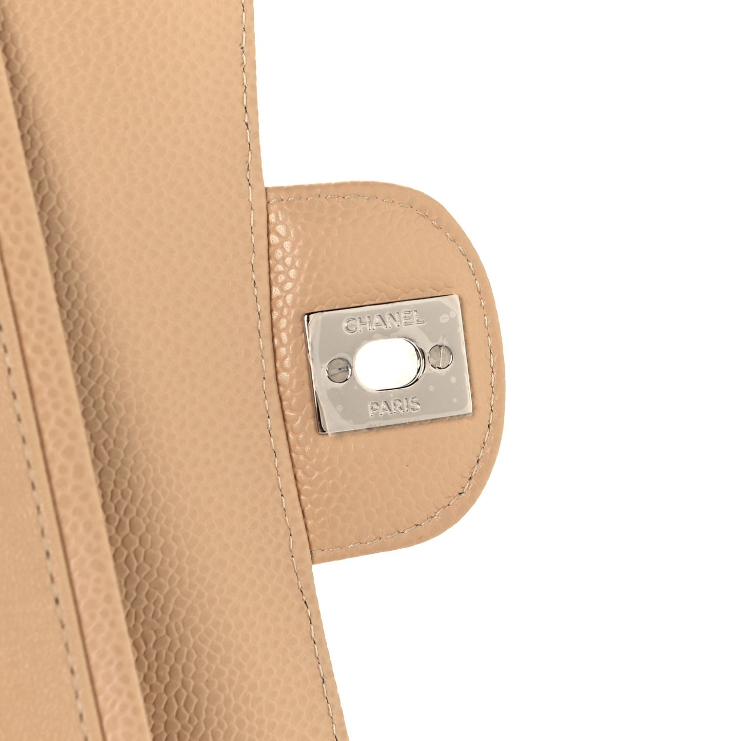 Caviar Quilted Small Double Flap Beige