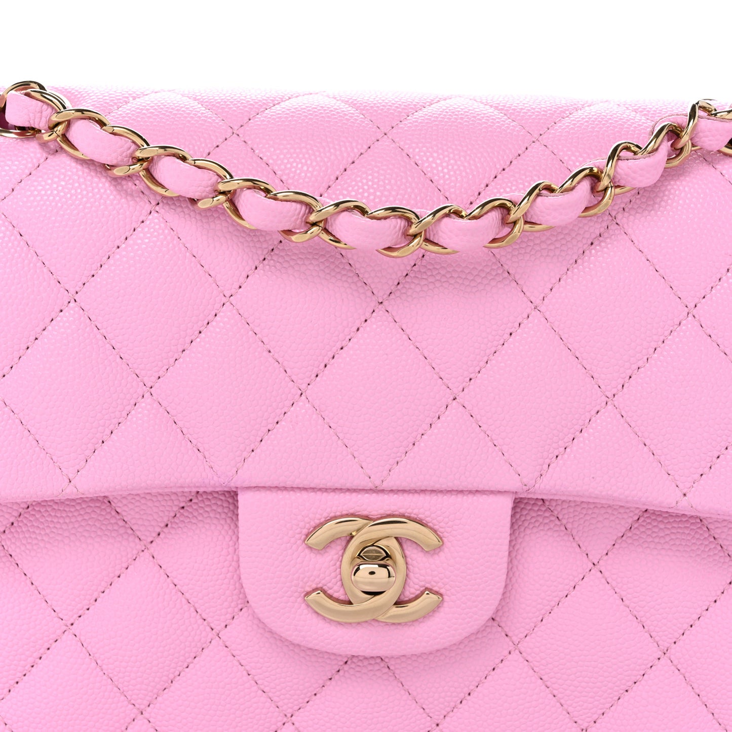 Caviar Quilted Small Double Flap Pink