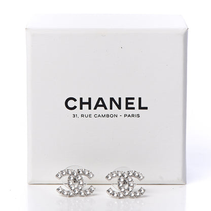 Chanel Crystal CC Earrings Silver 5 of 5