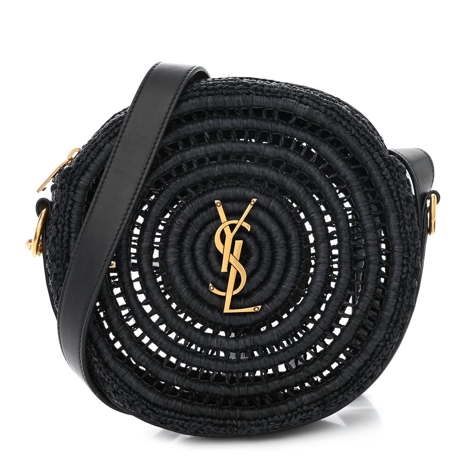 Saint Laurent Raffia Sac Round Black 1 of 10