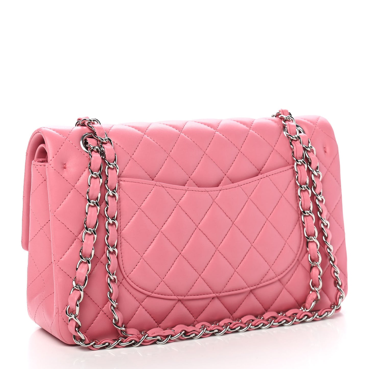 Lambskin Quilted Medium Double Flap Pink
