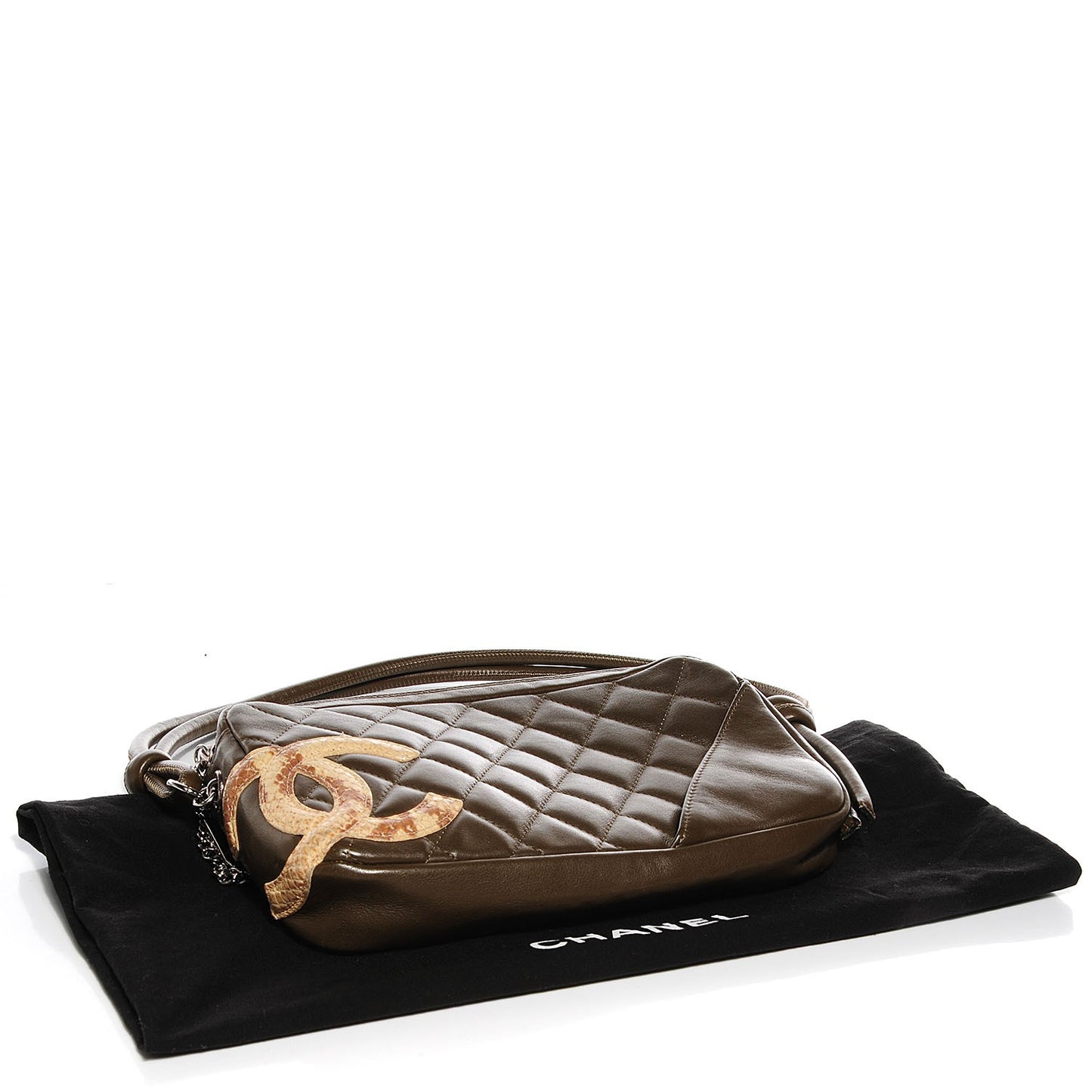 Calfskin Python Quilted Cambon Pochette Khaki