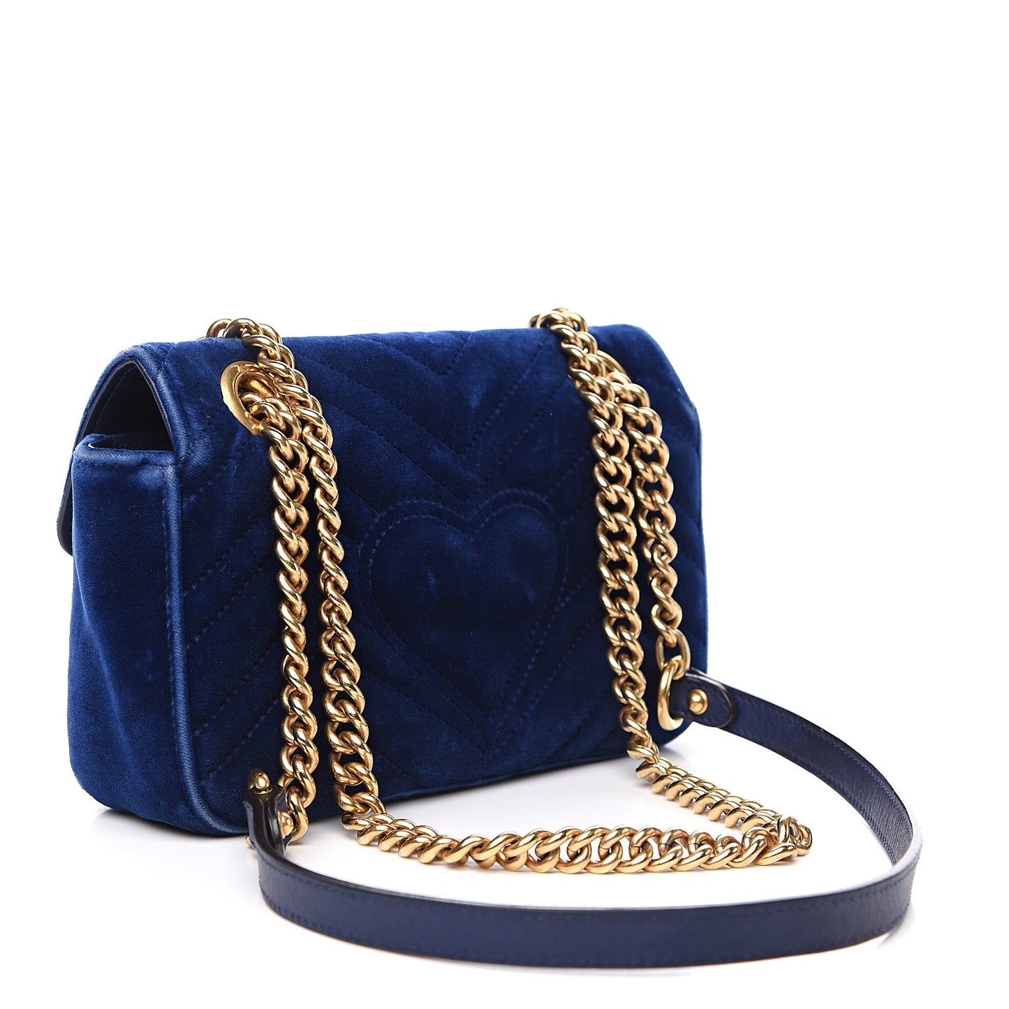 Velvet Matelasse Mini GG Marmont Shoulder Bag Cobalt Blue