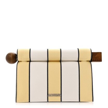 Jacquemus Cotton Canvas Striped La Rond Carre Take Out Clutch White Yellow 1 of 12