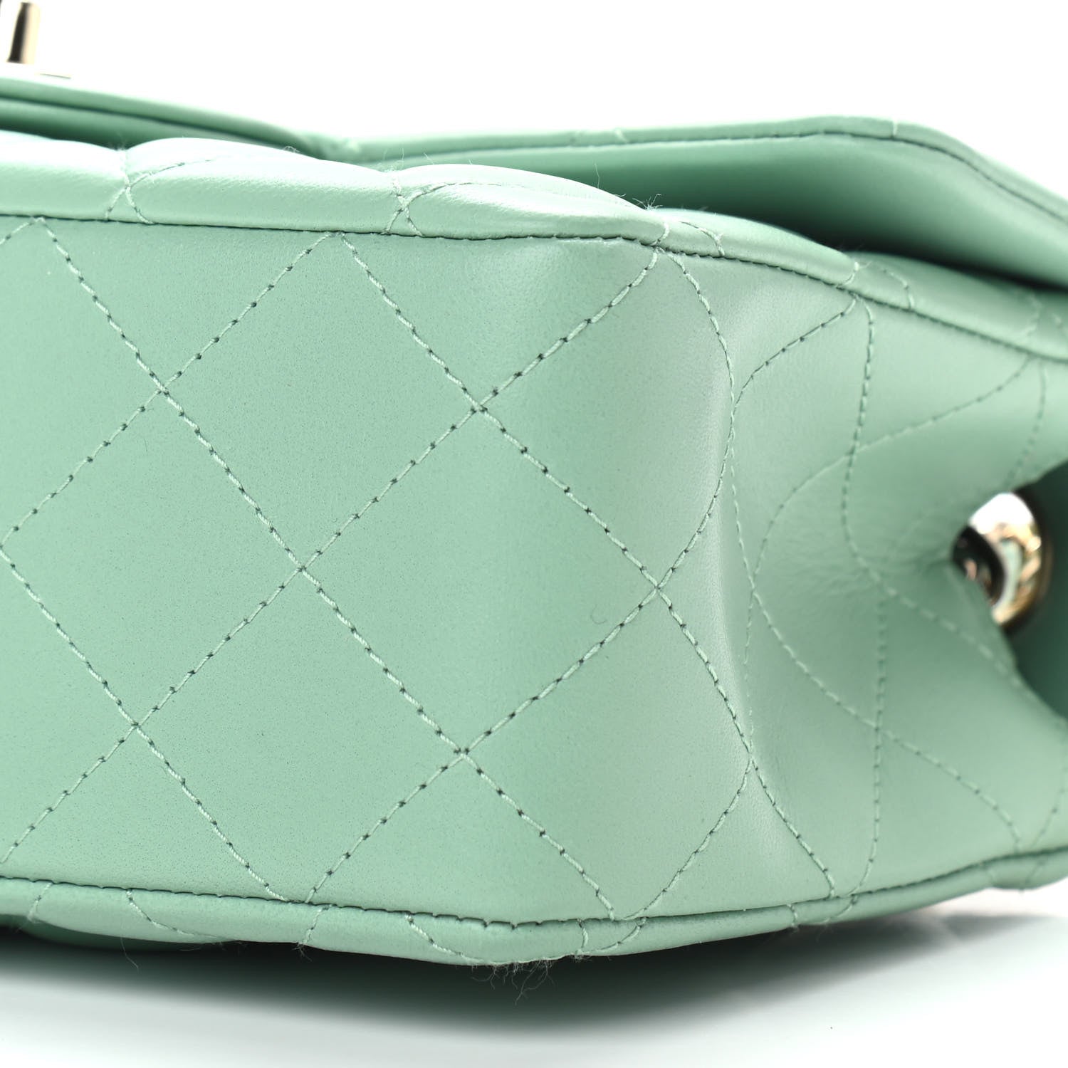 Chanel Lambskin Quilted Mini Rectangular Flap Light Green 9 of 9