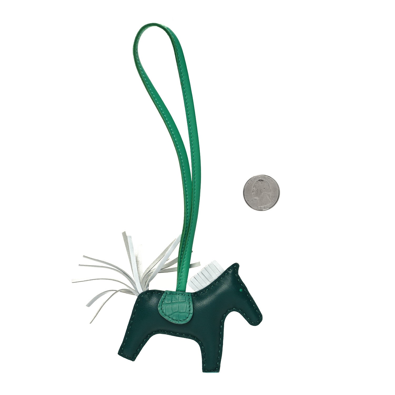 Hermes Milo Lambskin Matte Alligator Touch Grigri Rodeo Horse Bag Charm PM Malachite Menthe Bleu Brume Very Jade 2 of 3