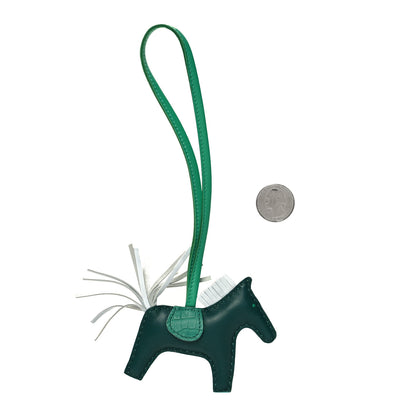 Hermes Milo Lambskin Matte Alligator Touch Grigri Rodeo Horse Bag Charm PM Malachite Menthe Bleu Brume Very Jade 2 of 3