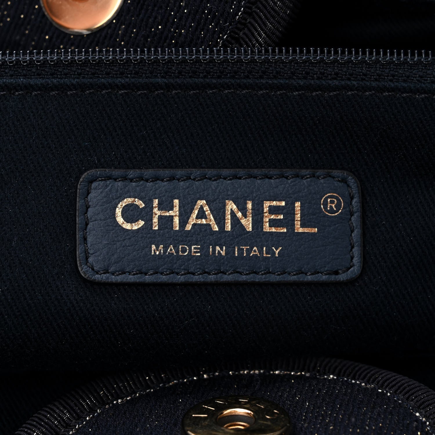 Chanel Lurex Canvas Medium Deauville Tote Navy Blue Gold 6 of 11