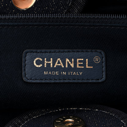Chanel Lurex Canvas Medium Deauville Tote Navy Blue Gold 6 of 11