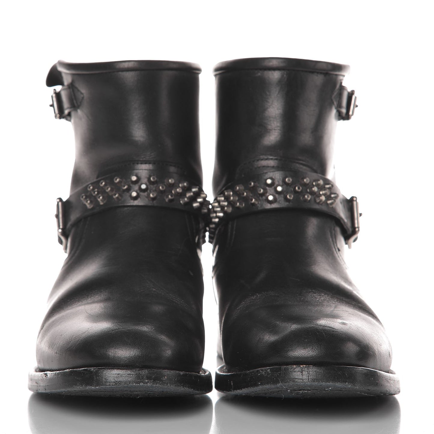 Smooth Calfskin Studded Light Bowling Boots 36.5 Black