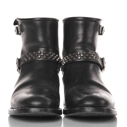 Saint Laurent Smooth Calfskin Studded Light Bowling Boots 36.5 Black 2 of 11