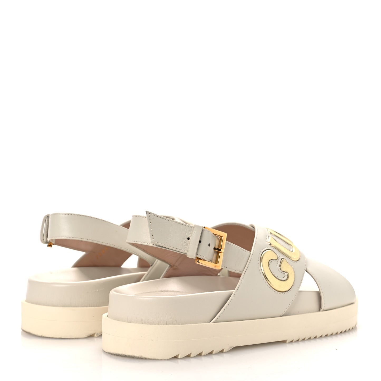 Calfskin Elizabeth Nappa Charlotte Logo Slingback Sandals 37.5 Mystic White Platino