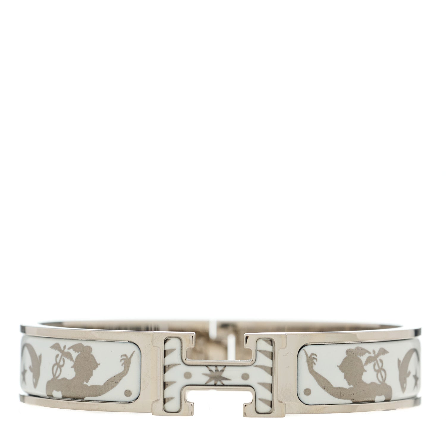Hermes Enamel Printed D'Orphee Narrow Clic Clac H Bracelet PM Platine White 1 of 4