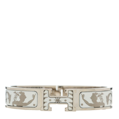 Hermes Enamel Printed D'Orphee Narrow Clic Clac H Bracelet PM Platine White 1 of 4