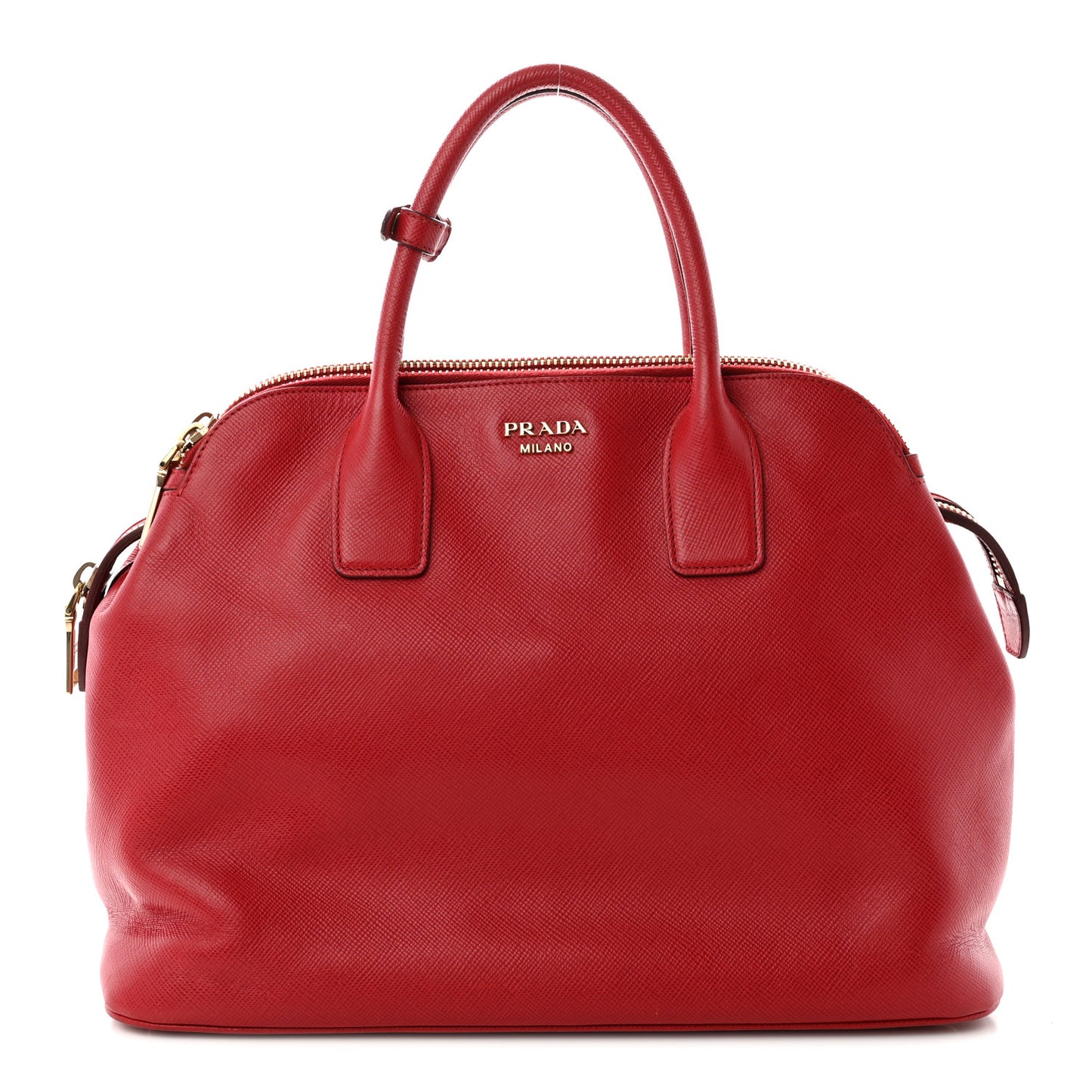 Saffiano Cuir Top Handle Dome Tote Rosso