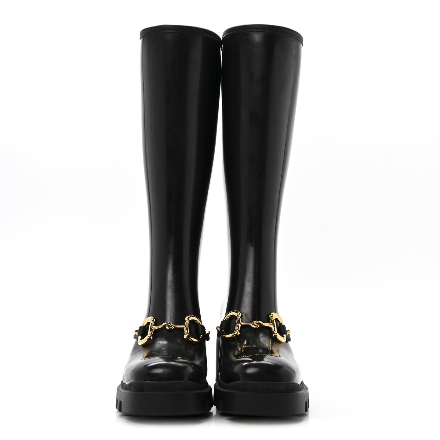 Rubber Horsebit Knee High Boots 38 Black