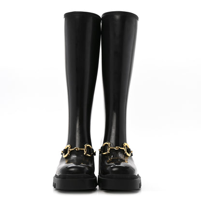 Gucci Rubber Horsebit Knee High Boots 38 Black 2 of 10