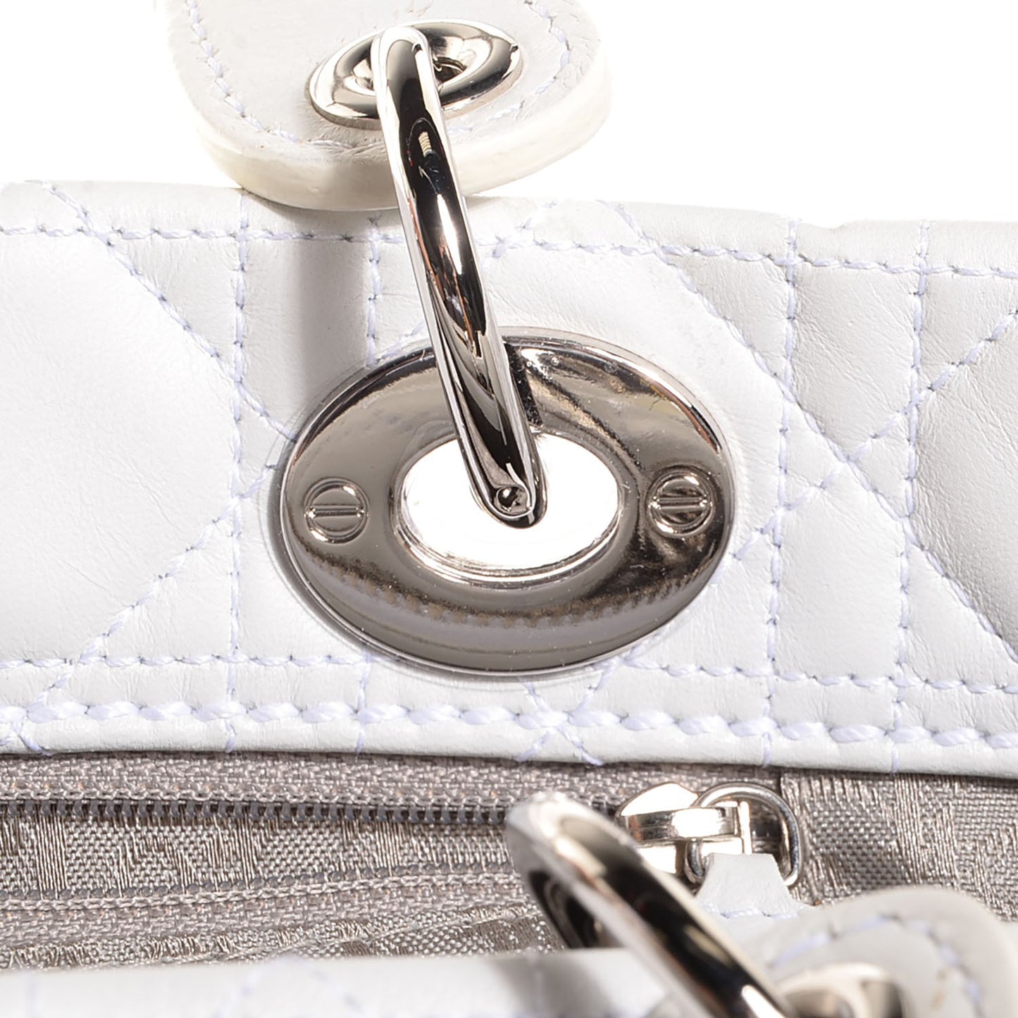 Lambskin Cannage Large Soft Lady Dior Shopping Tote White