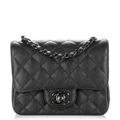 Chanel Crumpled Calfskin Quilted Mini Square Flap So Black 1 of 8