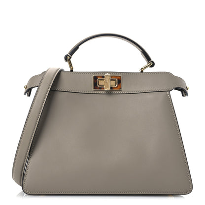 Fendi Vitello Seta Shiny Nappa Plexiglass Bi-Color Small Peekaboo I SEE U Satchel Tartaruga Black 1 of 12