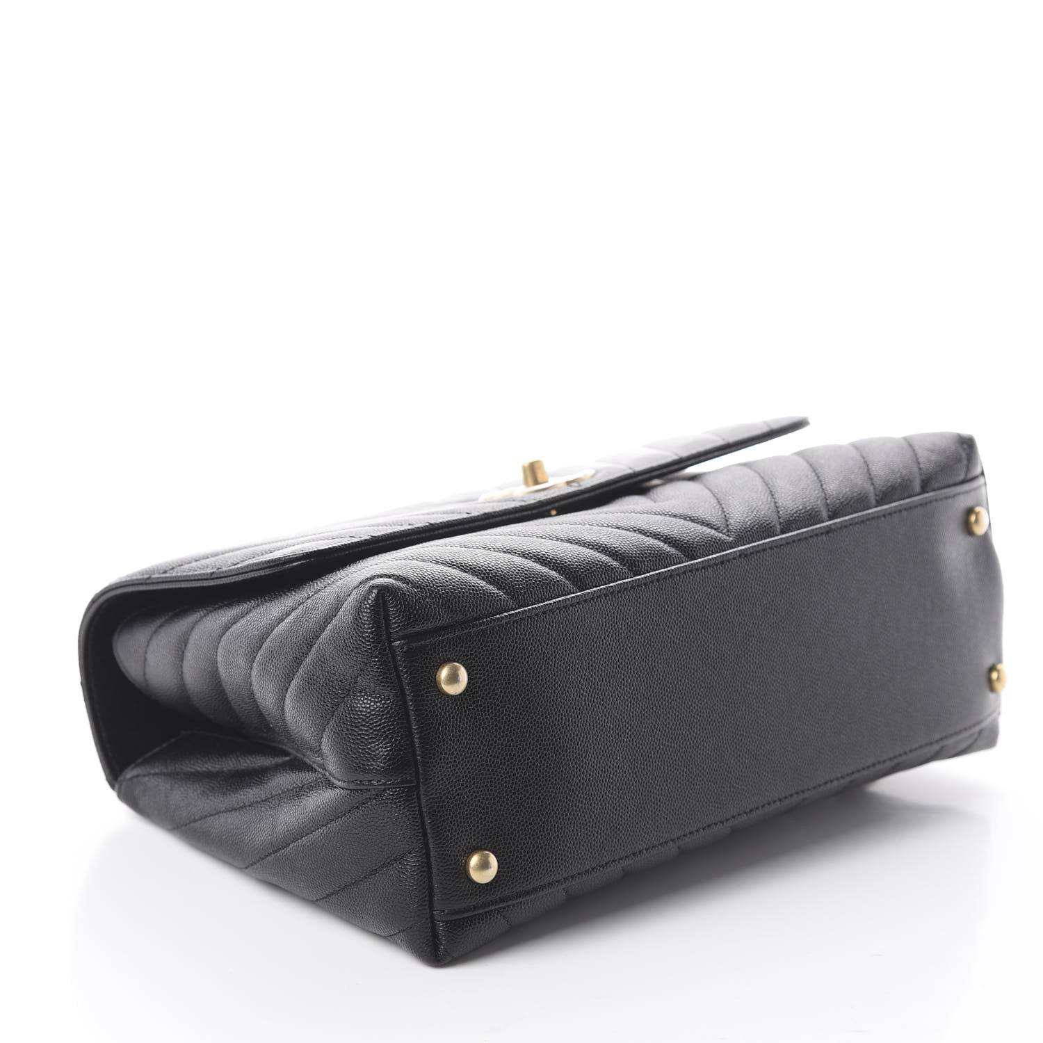 Chanel Caviar Chevron Quilted Small Coco Handle Flap Black 5 of 17
