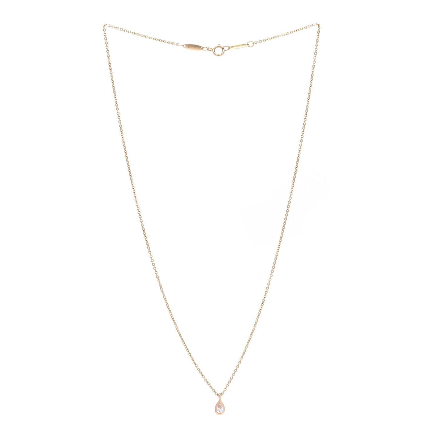 18K Yellow Gold Diamond .13ctw Elsa Peretti Diamonds by the Yard Pear Shape Necklace