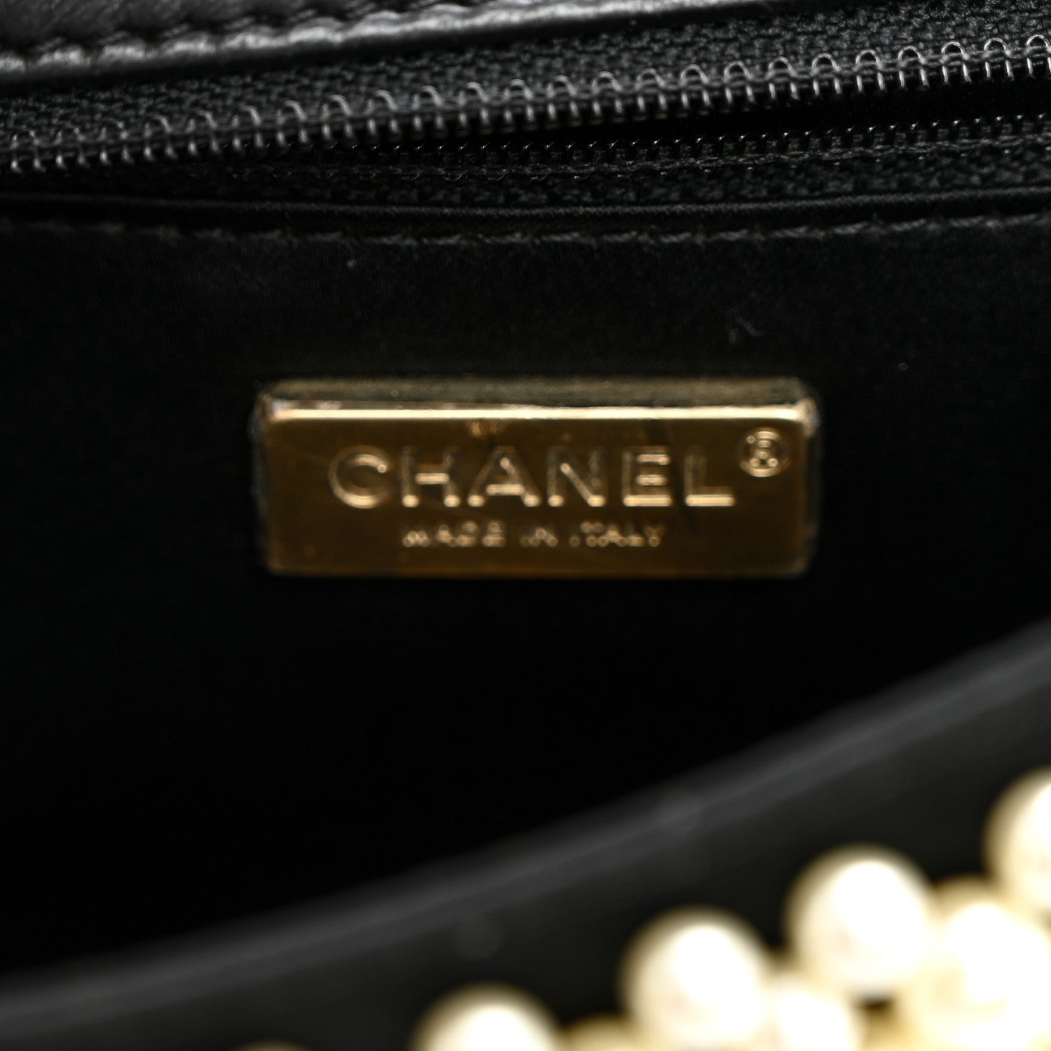 Chanel Satin Lambskin Pearl On Mini Rectangular Flap Black 5 of 9