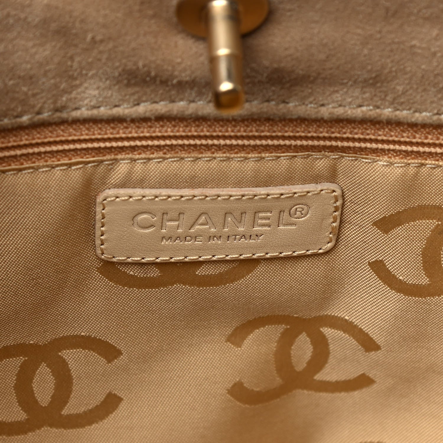 Chanel Suede Quilted Shopping Tote Beige 6 of 11