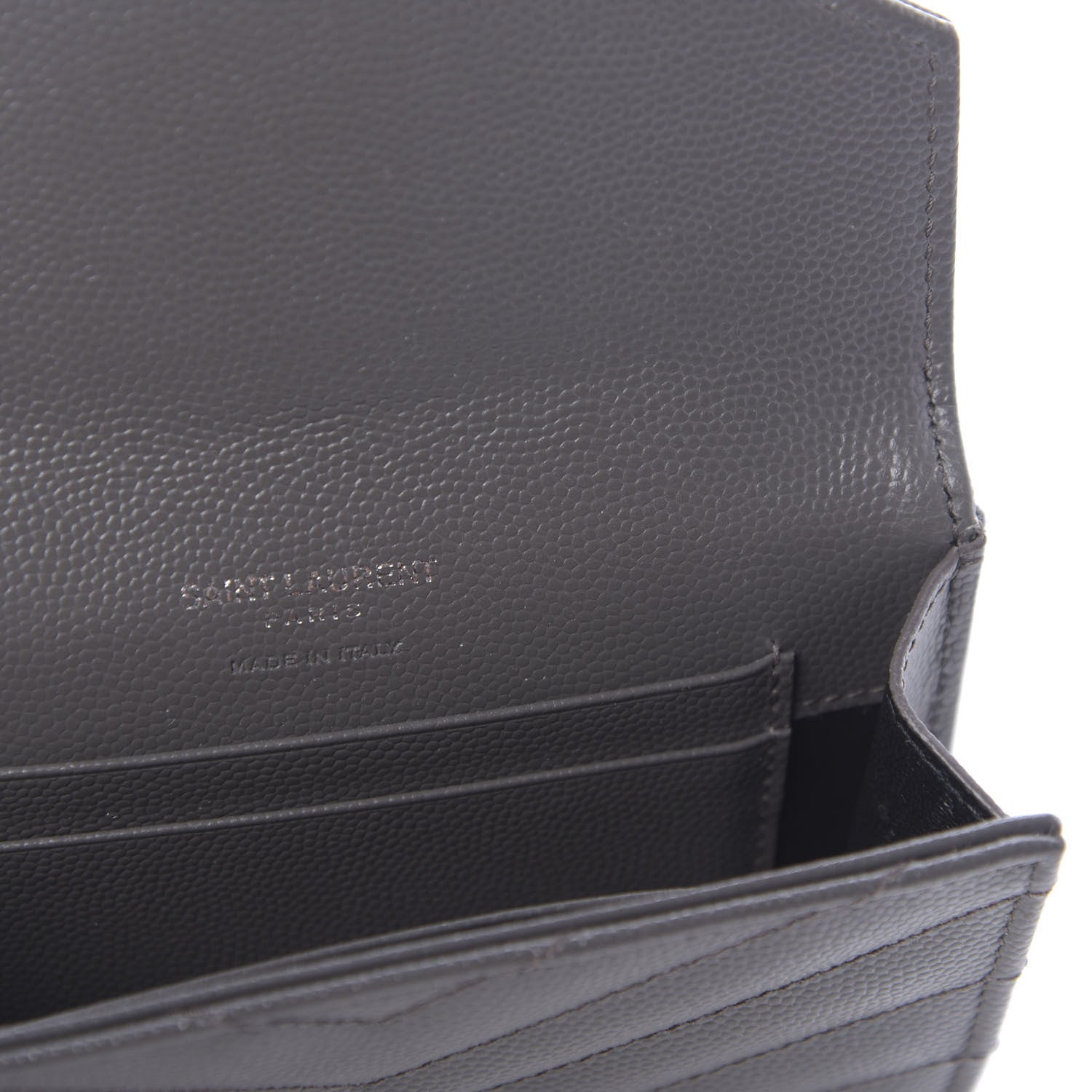 Saint Laurent Grain De Poudre Matelasse Chevron Small Monogram Envelope Wallet Earth 7 of 10