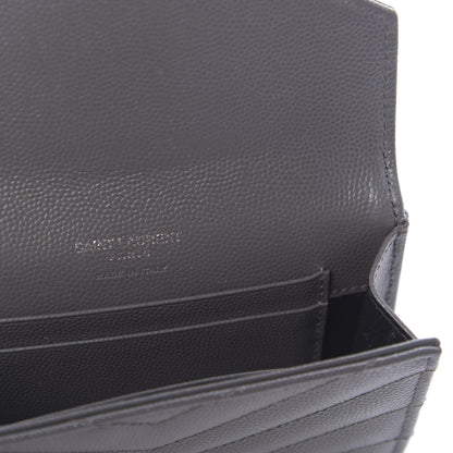 Saint Laurent Grain De Poudre Matelasse Chevron Small Monogram Envelope Wallet Earth 7 of 10