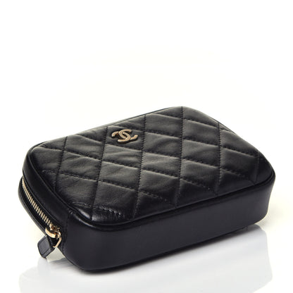 Chanel Lambskin Quilted Small Curvy Pouch Cosmetic Case Black 4 of 7