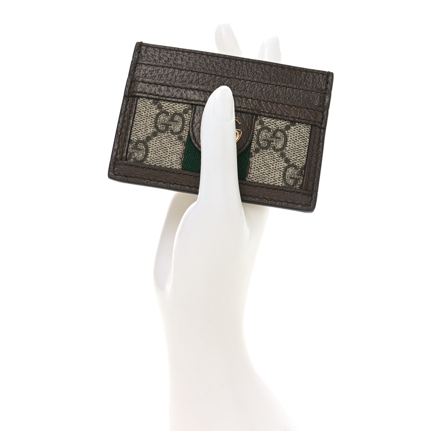 GG Supreme Monogram Ophidia Card Holder Brown