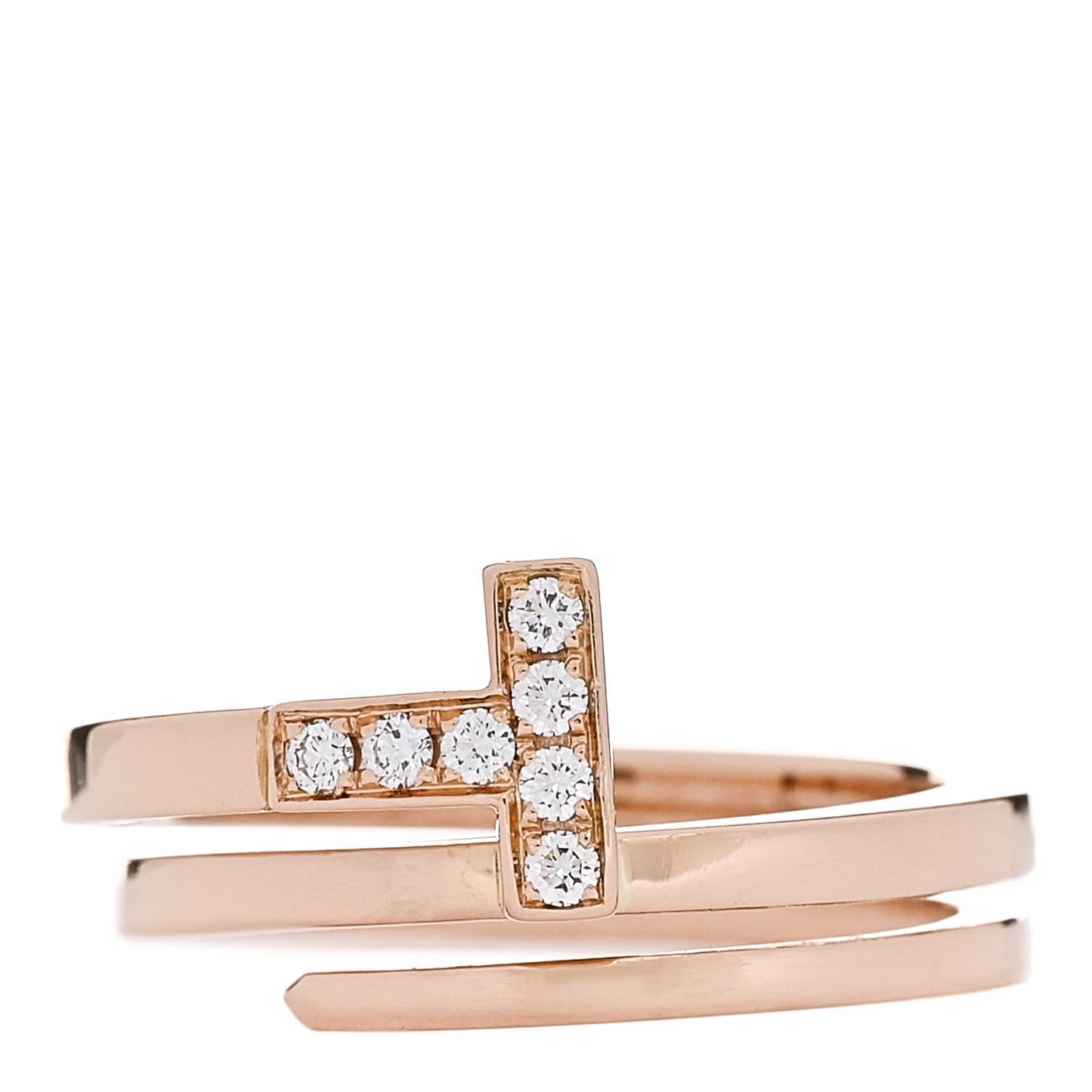 18K Rose Gold Diamond T Square Wrap Ring 54 7
