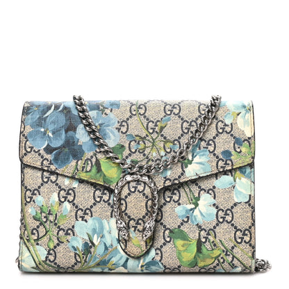 Gucci GG Supreme Monogram Blooms Mini Dionysus Chain Wallet Beige Blue Navy Vintage Blue 1 of 11