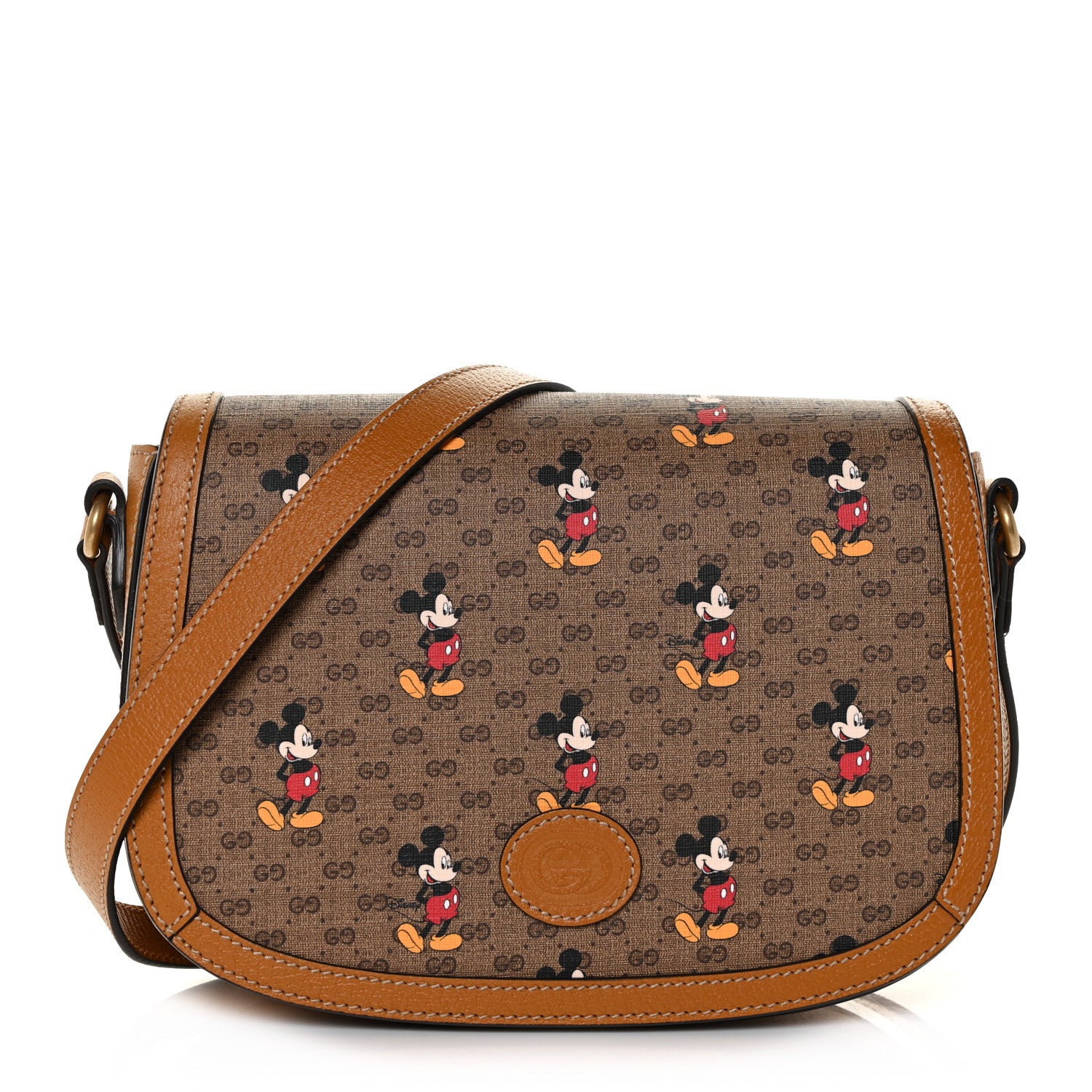 Gucci X DISNEY Mini Vintage GG Supreme Monogram Mickey Mouse Small Flap Messenger Bag Beige Vintage Sun Oil 1 of 10