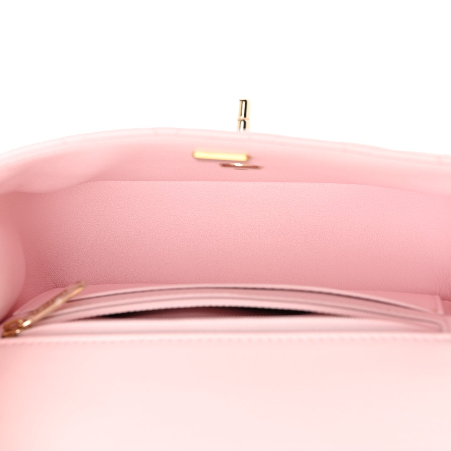 Lambskin Quilted Mini Top Handle Rectangular Flap Light Pink