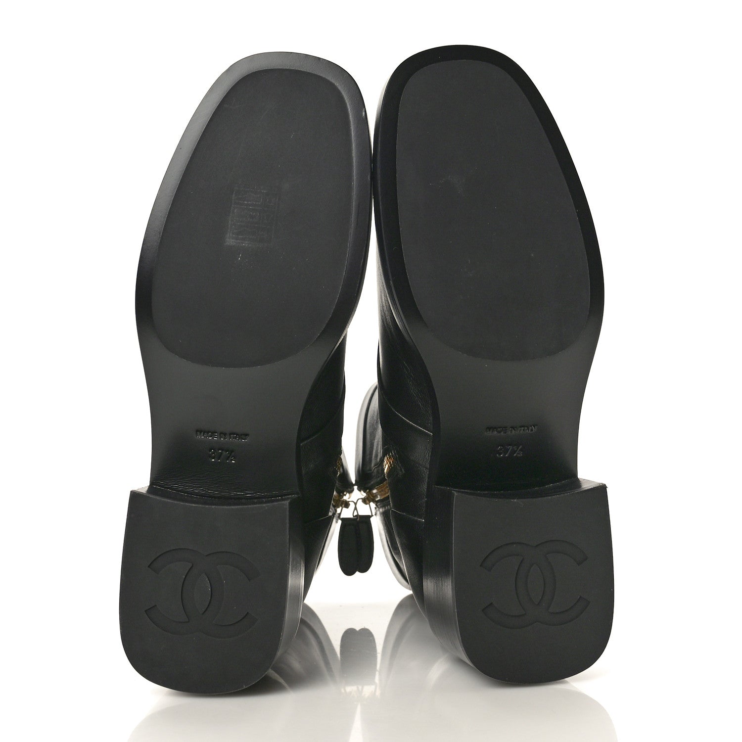 Chanel Shiny Goatskin CC Short Boots 37.5 Black 5 of 9