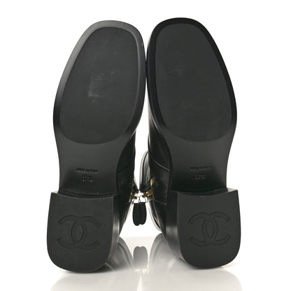Chanel Shiny Goatskin CC Short Boots 37.5 Black 5 of 9