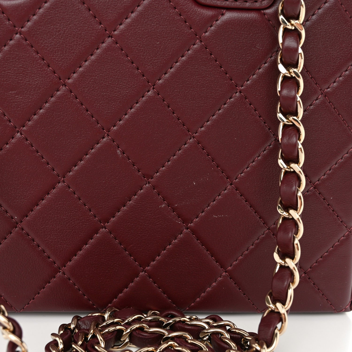 Chanel Calfskin Quilted Studded Square Vanity Case Burgundy 11 of 11
