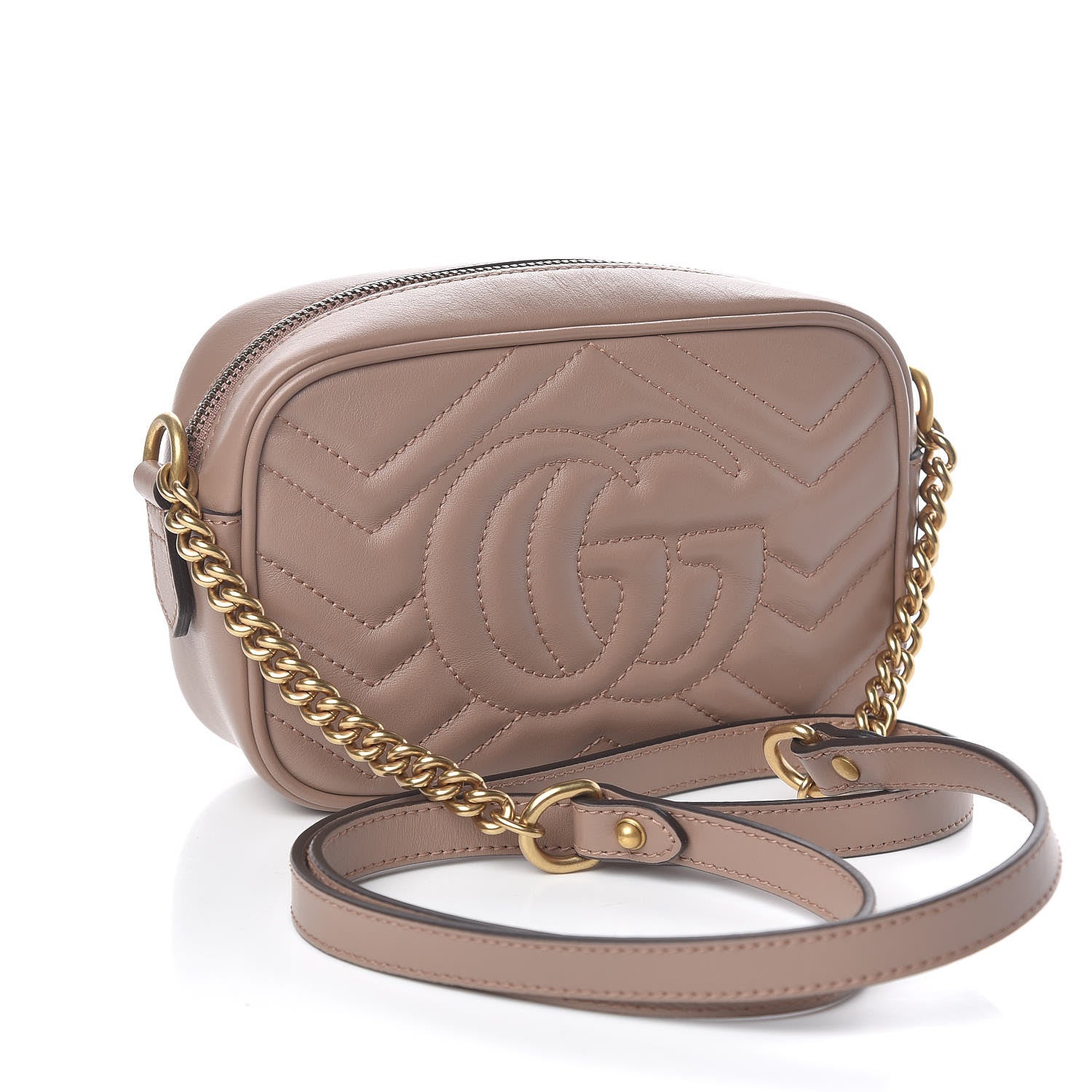 Gucci Calfskin Matelasse Mini GG Marmont Chain Shoulder Bag Porcelain Rose 3 of 10
